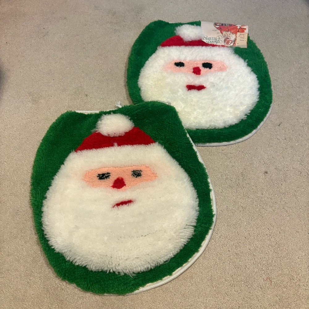 Mervyn's Vintage Santa Claus Rugs Christmas Set of 2 NEW Retro Xmas Holiday Gift